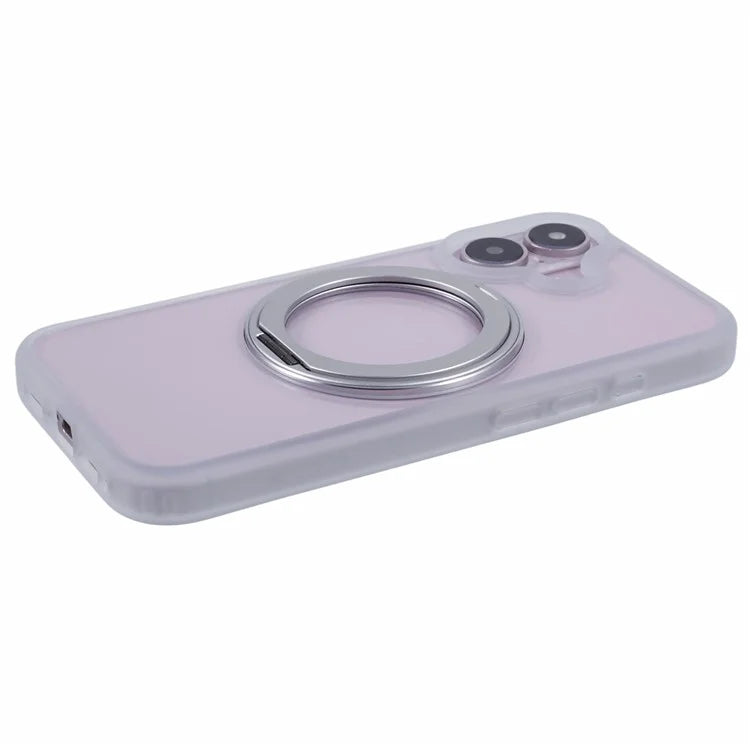 For iPhone 16 Plus Phone Case Ring Holder Kickstand PC+TPU Phone Cover
