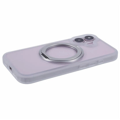 For iPhone 16 Plus Phone Case Ring Holder Kickstand PC+TPU Phone Cover