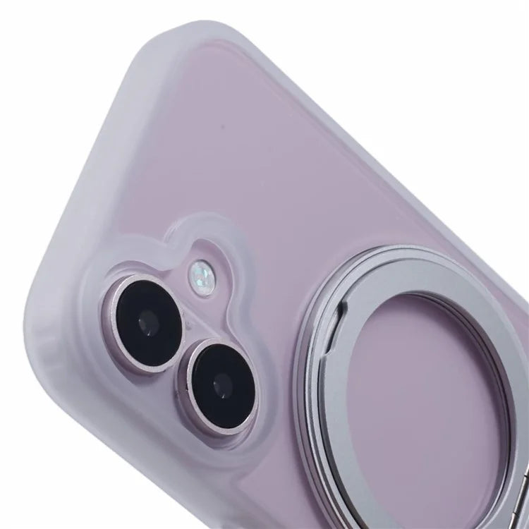 For iPhone 16 Plus Phone Case Ring Holder Kickstand PC+TPU Phone Cover