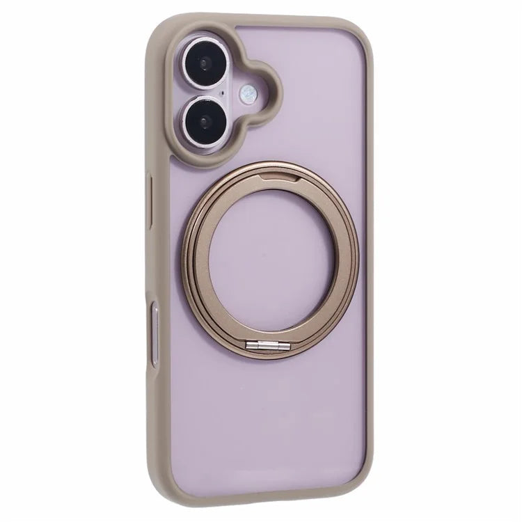 For iPhone 16 Plus Phone Case Ring Holder Kickstand PC+TPU Phone Cover