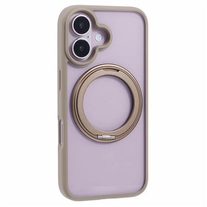 For iPhone 16 Plus Phone Case Ring Holder Kickstand PC+TPU Phone Cover