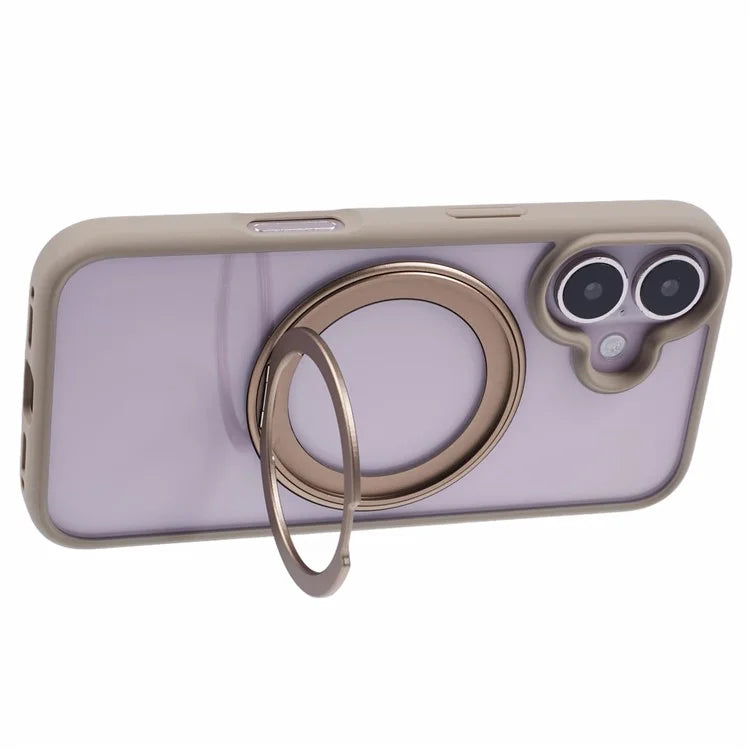 For iPhone 16 Plus Phone Case Ring Holder Kickstand PC+TPU Phone Cover