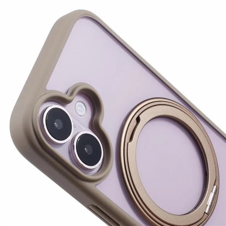 For iPhone 16 Plus Phone Case Ring Holder Kickstand PC+TPU Phone Cover