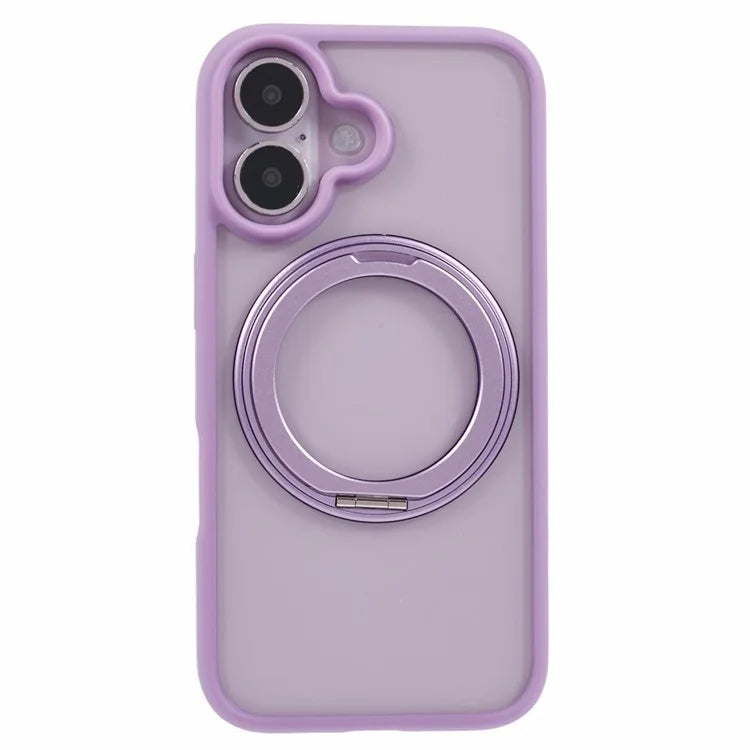 For iPhone 16 Plus Phone Case Ring Holder Kickstand PC+TPU Phone Cover