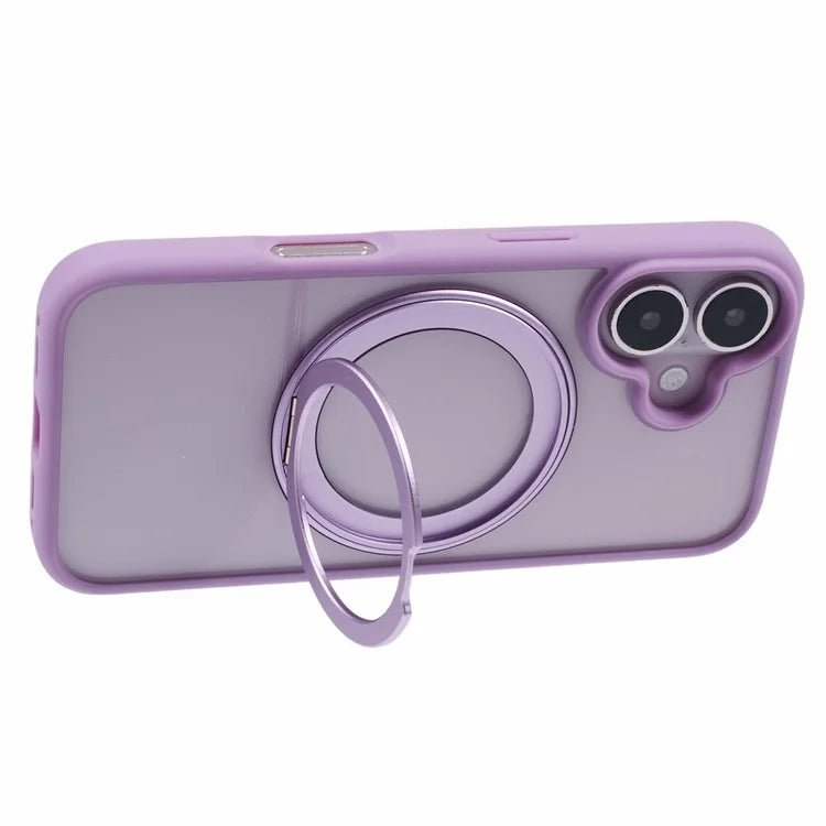 For iPhone 16 Plus Phone Case Ring Holder Kickstand PC+TPU Phone Cover