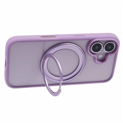 For iPhone 16 Plus Phone Case Ring Holder Kickstand PC+TPU Phone Cover