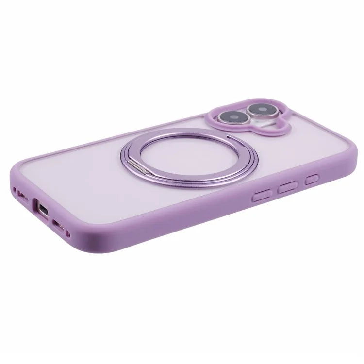 For iPhone 16 Plus Phone Case Ring Holder Kickstand PC+TPU Phone Cover