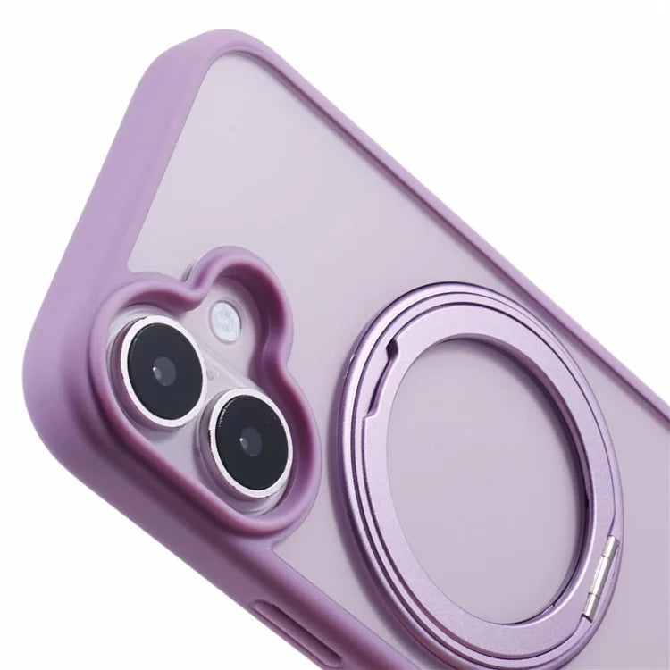 For iPhone 16 Plus Phone Case Ring Holder Kickstand PC+TPU Phone Cover