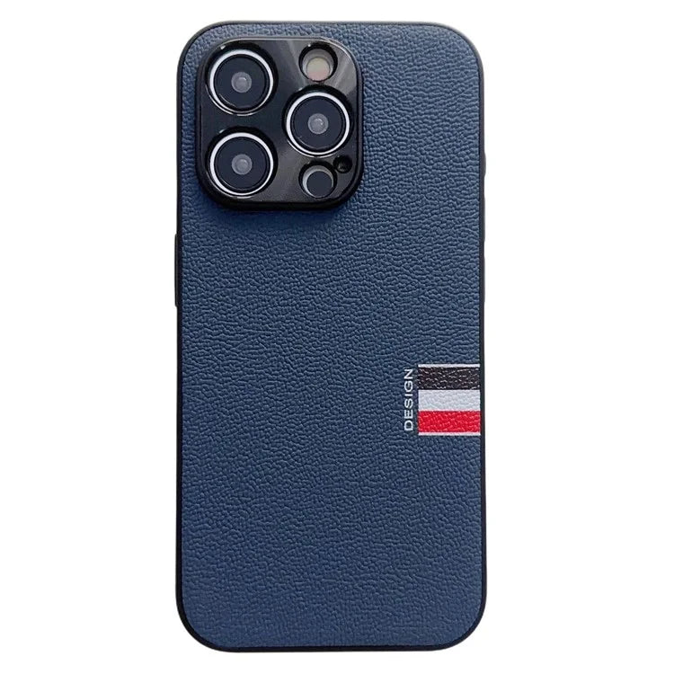 For iPhone 15 Pro Hybrid Case TPU+PC+Genuine Cow Leather Phone Protector