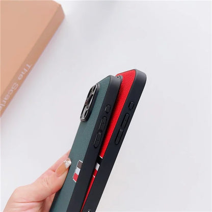 For iPhone 15 Pro Hybrid Case TPU+PC+Genuine Cow Leather Phone Protector