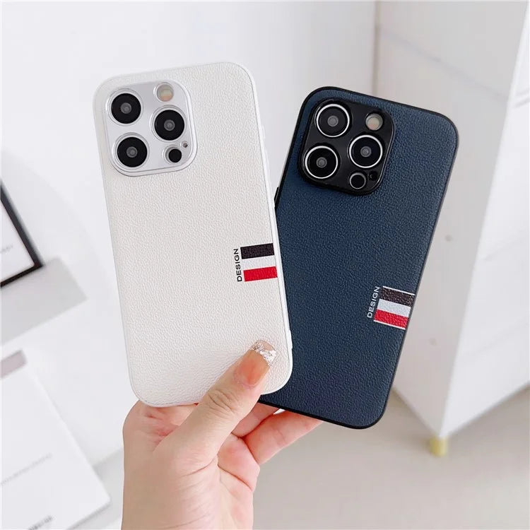 For iPhone 15 Pro Hybrid Case TPU+PC+Genuine Cow Leather Phone Protector