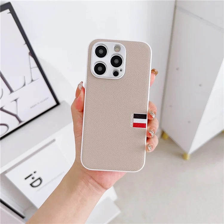 For iPhone 15 Pro Hybrid Case TPU+PC+Genuine Cow Leather Phone Protector