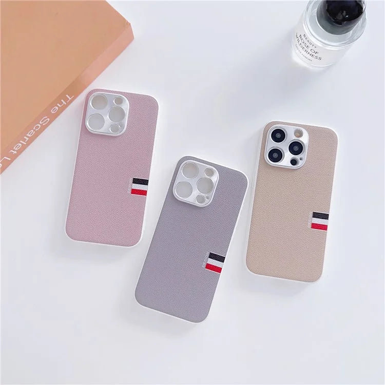 For iPhone 15 Pro Hybrid Case TPU+PC+Genuine Cow Leather Phone Protector