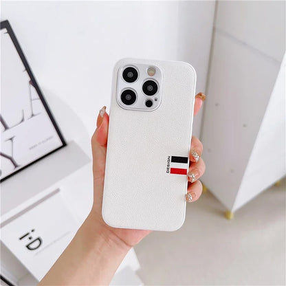 For iPhone 15 Pro Hybrid Case TPU+PC+Genuine Cow Leather Phone Protector