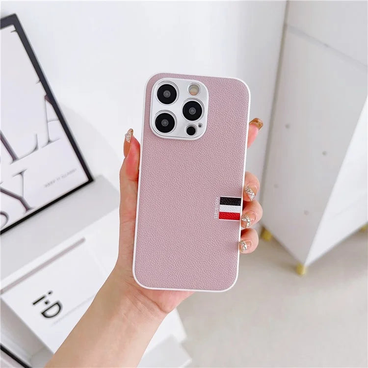 For iPhone 15 Pro Hybrid Case TPU+PC+Genuine Cow Leather Phone Protector
