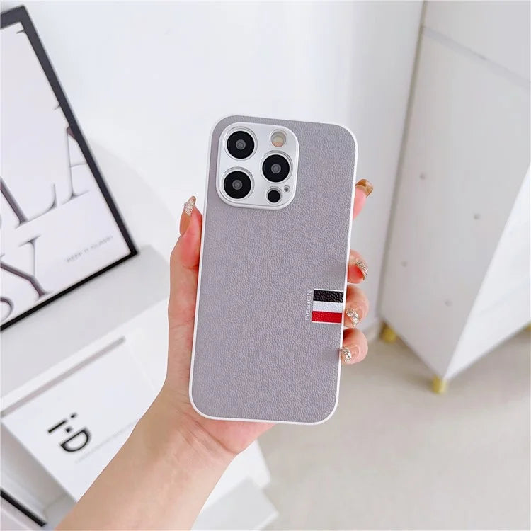For iPhone 15 Pro Hybrid Case TPU+PC+Genuine Cow Leather Phone Protector