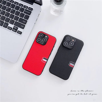 For iPhone 15 Pro Hybrid Case TPU+PC+Genuine Cow Leather Phone Protector