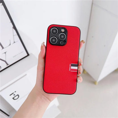 For iPhone 15 Pro Hybrid Case TPU+PC+Genuine Cow Leather Phone Protector