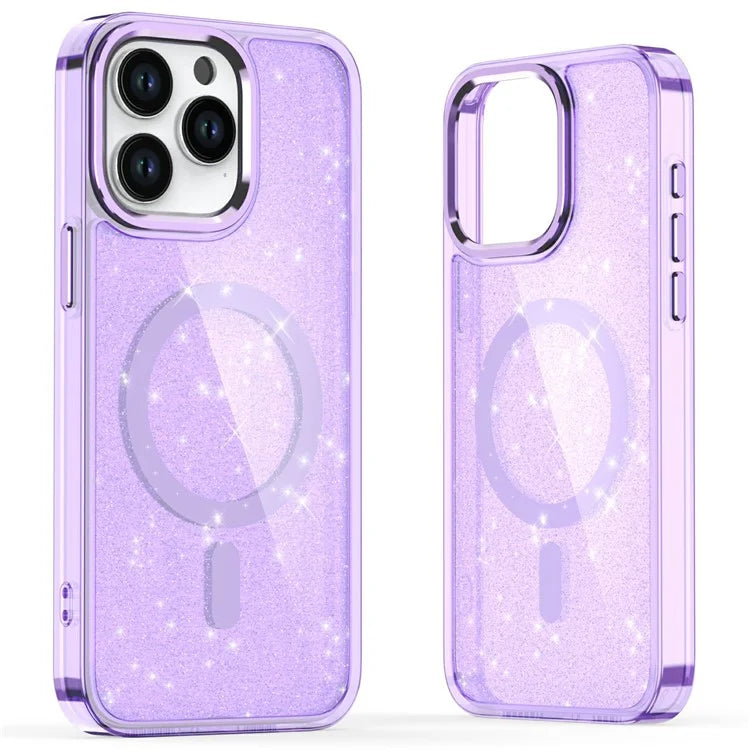 For iPhone 16 Pro Max Magnetic Case TPU+PC Phone Cover Glitter Design