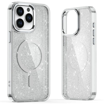 For iPhone 16 Pro Magnetic Case Glitter Design TPU+PC Phone Cover