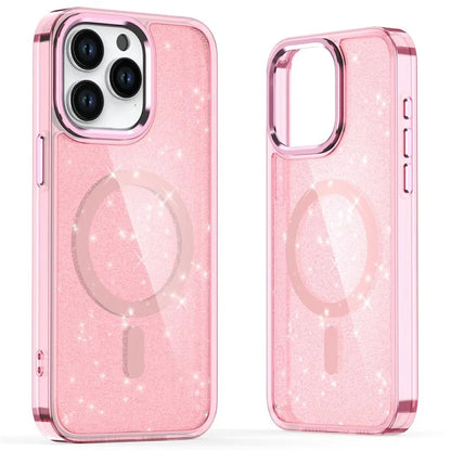 For iPhone 15 Pro Max Case Glitter Design TPU+PC Phone Cover Compatible with MagSafe