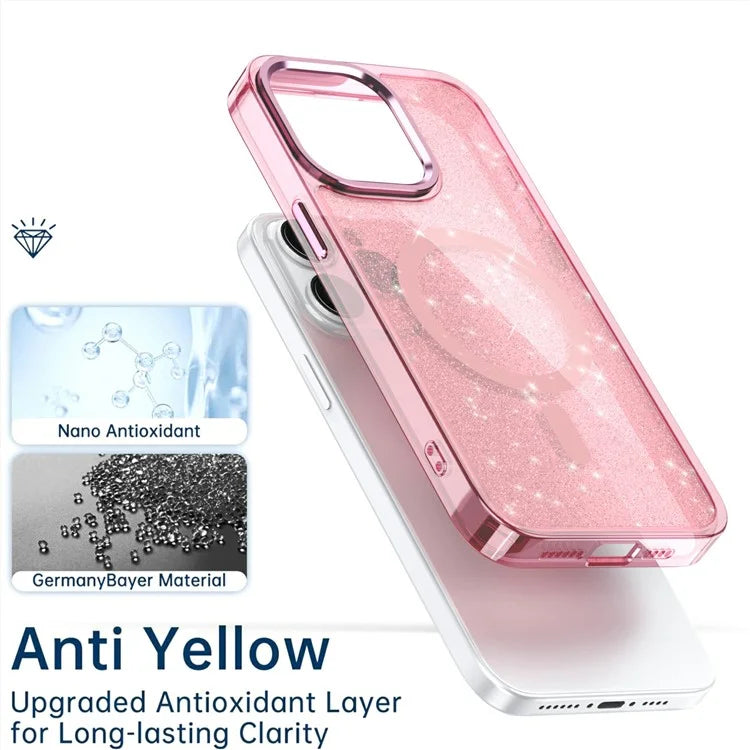 For iPhone 15 Pro Max Case Glitter Design TPU+PC Phone Cover Compatible with MagSafe
