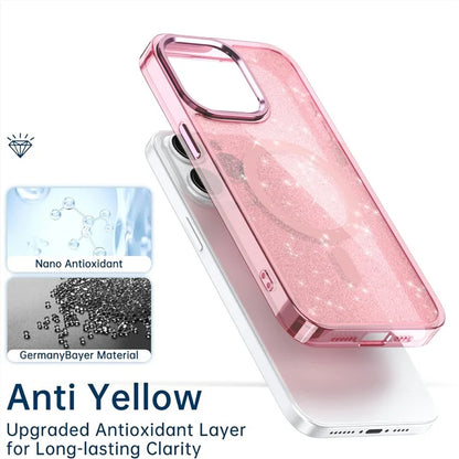 For iPhone 15 Pro Max Case Glitter Design TPU+PC Phone Cover Compatible with MagSafe