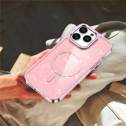 For iPhone 15 Pro Max Case Glitter Design TPU+PC Phone Cover Compatible with MagSafe