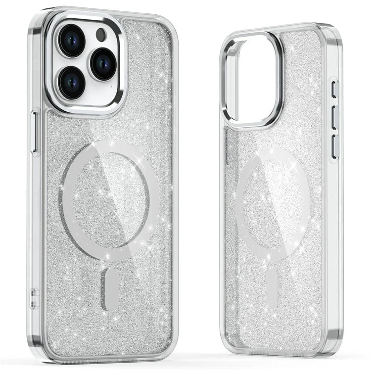 For iPhone 15 Pro Max Case Glitter Design TPU+PC Phone Cover Compatible with MagSafe