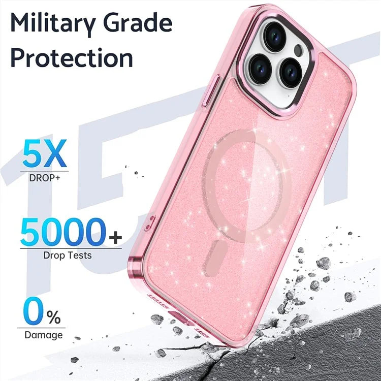 For iPhone 15 Pro Case Compatible with MagSafe TPU+PC Phone Cover Glitter Design