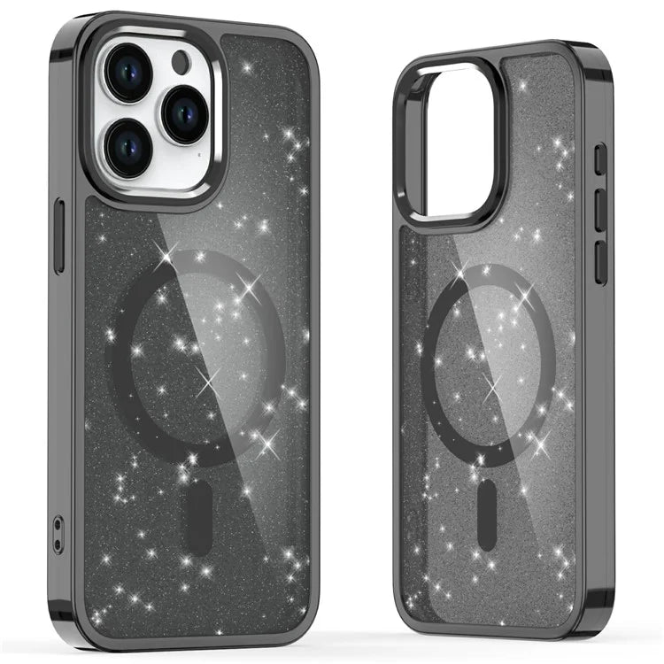 For iPhone 15 Pro Case Compatible with MagSafe TPU+PC Phone Cover Glitter Design