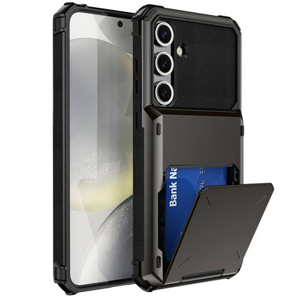 For Samsung Galaxy S24 FE Case PC+TPU Dual Layer Back Phone Cover with Card Holder