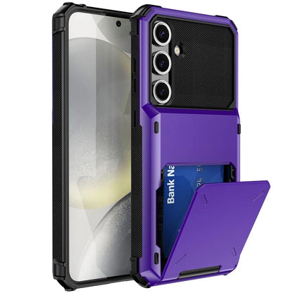 For Samsung Galaxy S24 FE Case PC+TPU Dual Layer Back Phone Cover with Card Holder