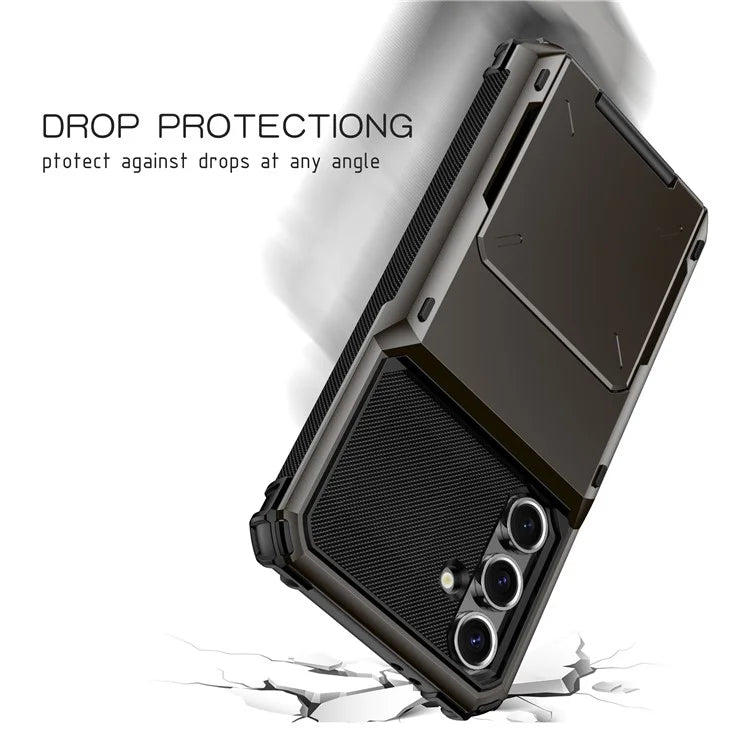 For Samsung Galaxy S24 FE Case PC+TPU Dual Layer Back Phone Cover with Card Holder