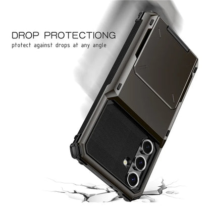 For Samsung Galaxy S24 FE Case PC+TPU Dual Layer Back Phone Cover with Card Holder