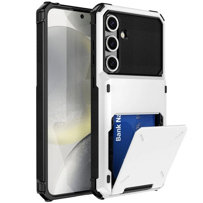 For Samsung Galaxy S24 FE Case PC+TPU Dual Layer Back Phone Cover with Card Holder