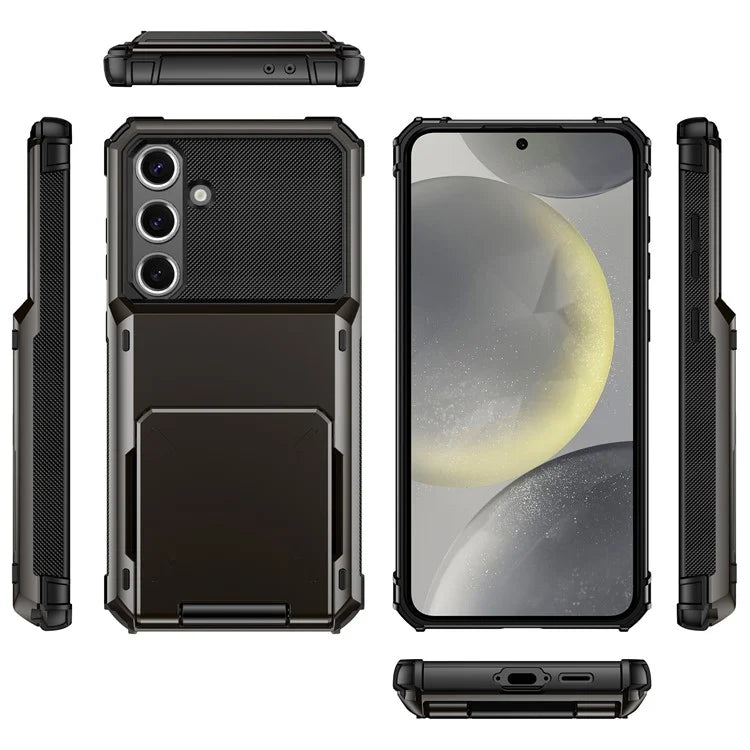 For Samsung Galaxy S24 FE Case PC+TPU Dual Layer Back Phone Cover with Card Holder