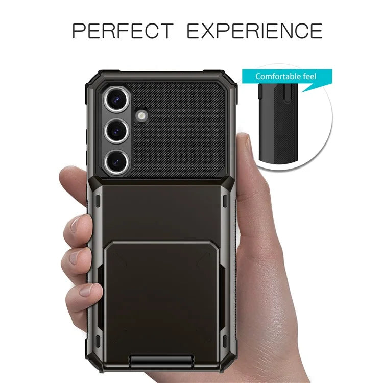 For Samsung Galaxy S24 FE Case PC+TPU Dual Layer Back Phone Cover with Card Holder