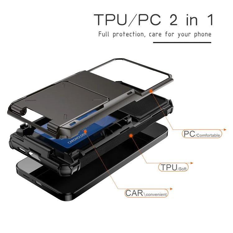 For Samsung Galaxy S24 FE Case PC+TPU Dual Layer Back Phone Cover with Card Holder