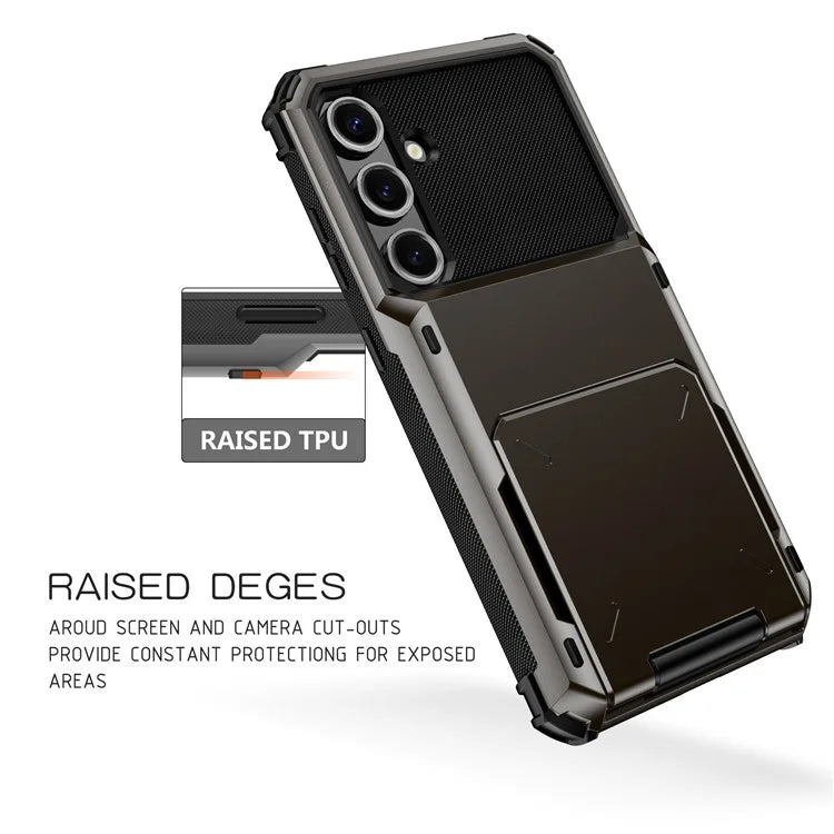 For Samsung Galaxy S24 FE Case PC+TPU Dual Layer Back Phone Cover with Card Holder