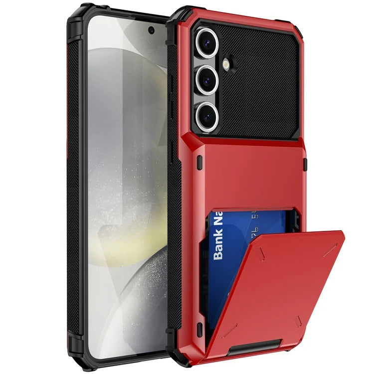 For Samsung Galaxy S24 FE Case PC+TPU Dual Layer Back Phone Cover with Card Holder
