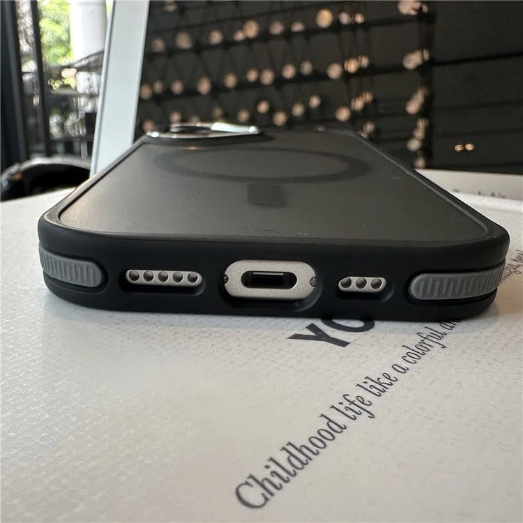 For iPhone 16 Case Compatible with MagSafe Colored Edge PC+TPU Phone Cover