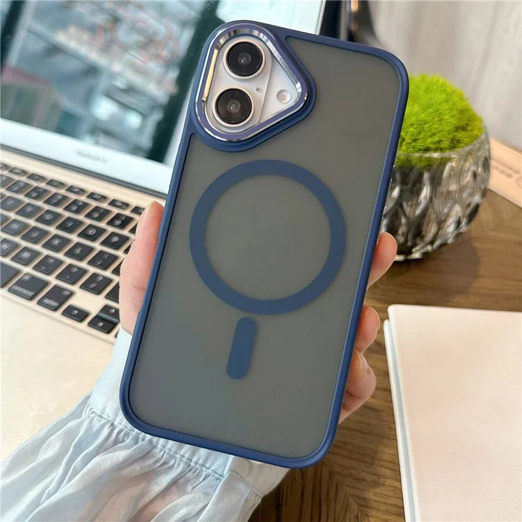 For iPhone 16 Case Compatible with MagSafe Colored Edge PC+TPU Phone Cover
