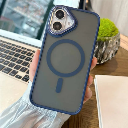 For iPhone 16 Case Compatible with MagSafe Colored Edge PC+TPU Phone Cover