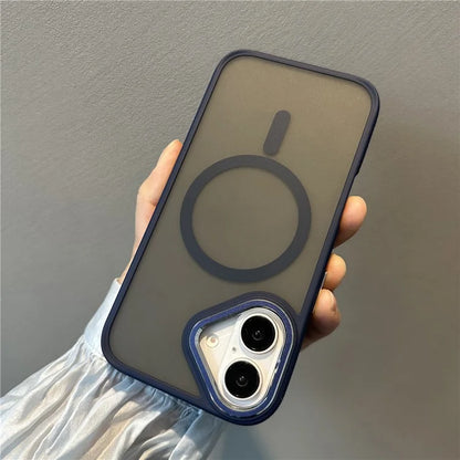 For iPhone 16 Case Compatible with MagSafe Colored Edge PC+TPU Phone Cover