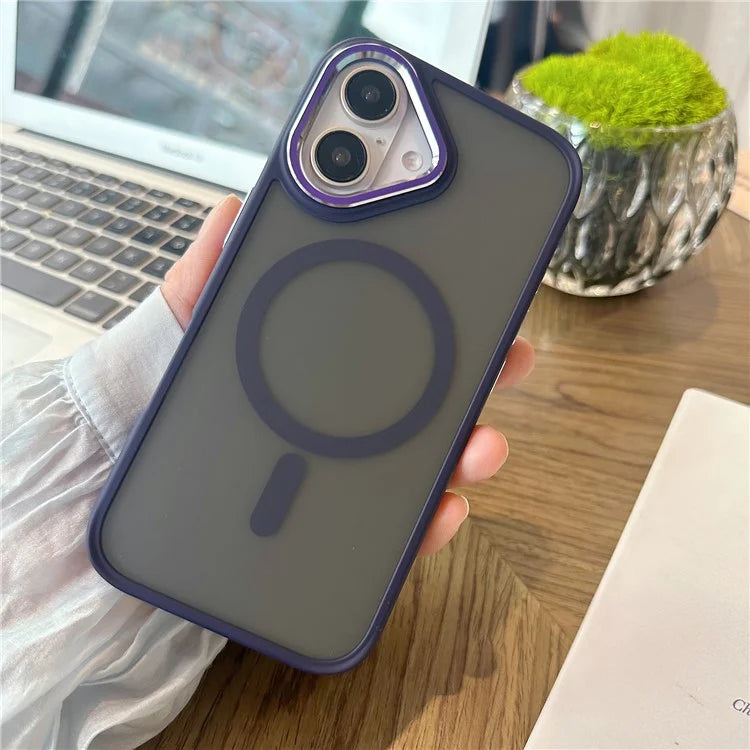 For iPhone 16 Case Compatible with MagSafe Colored Edge PC+TPU Phone Cover