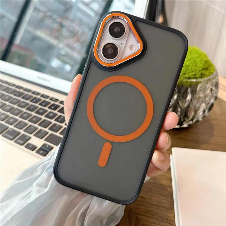 For iPhone 16 Case Compatible with MagSafe Colored Edge PC+TPU Phone Cover