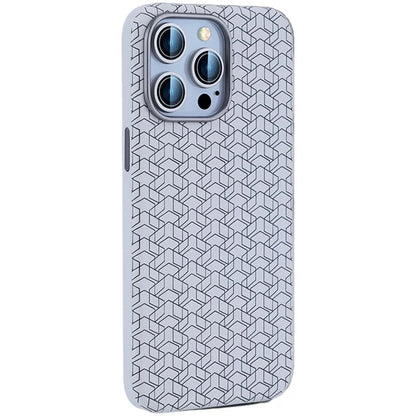 For iPhone 15 Pro Case Geometric Pattern Leather+TPU Phone Cover