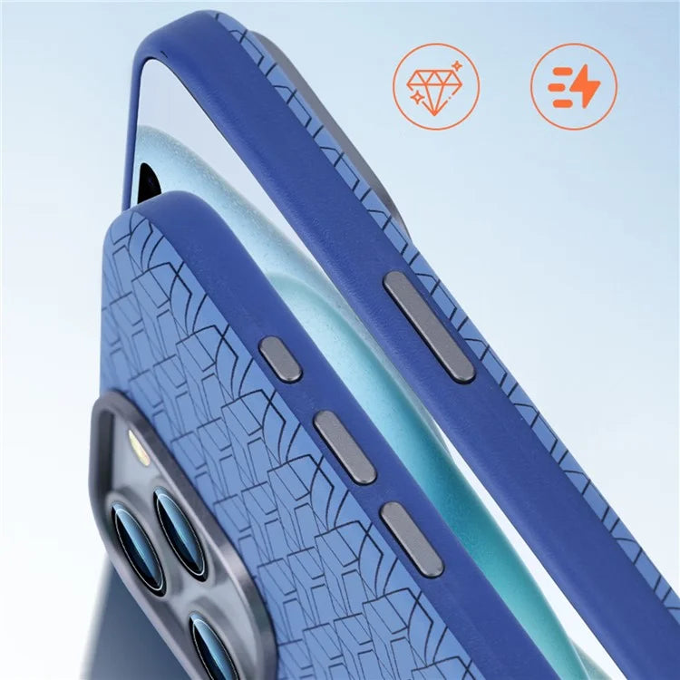For iPhone 15 Pro Case Geometric Pattern Leather+TPU Phone Cover