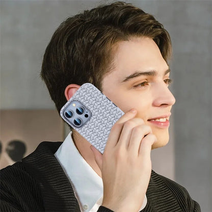 For iPhone 15 Pro Case Geometric Pattern Leather+TPU Phone Cover
